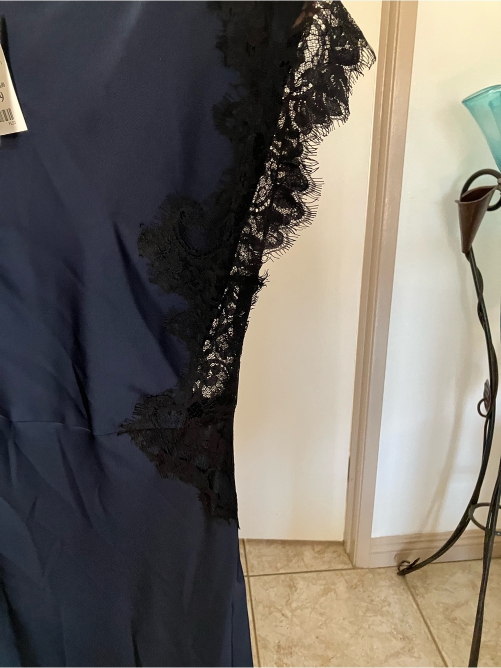 Elodie the Label Elegant and Soft Maris Blue with Black Lace Maxi Dress. NWT - Picture 10 of 10